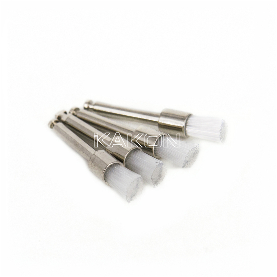 100pcs dental White Nylon Flat head Polishing Brush burs burrs latch contra
