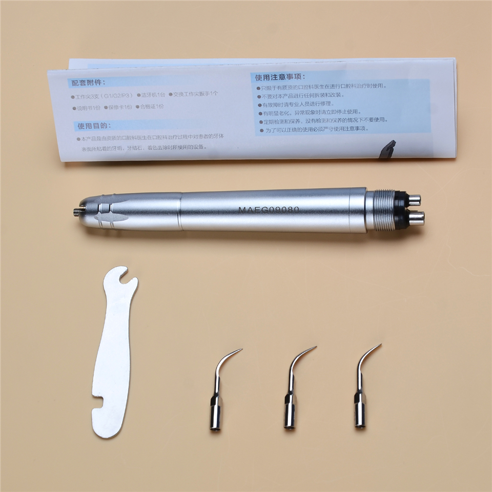 NSK Dental Ultrasonic Air Perio Scaler Handpiece Hygienist 4 Holes with 3 Tips