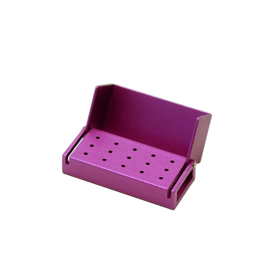 15 Holes Dental Disinfection Burs Holder Opening Box Dental Lab Aluminum Bur Case