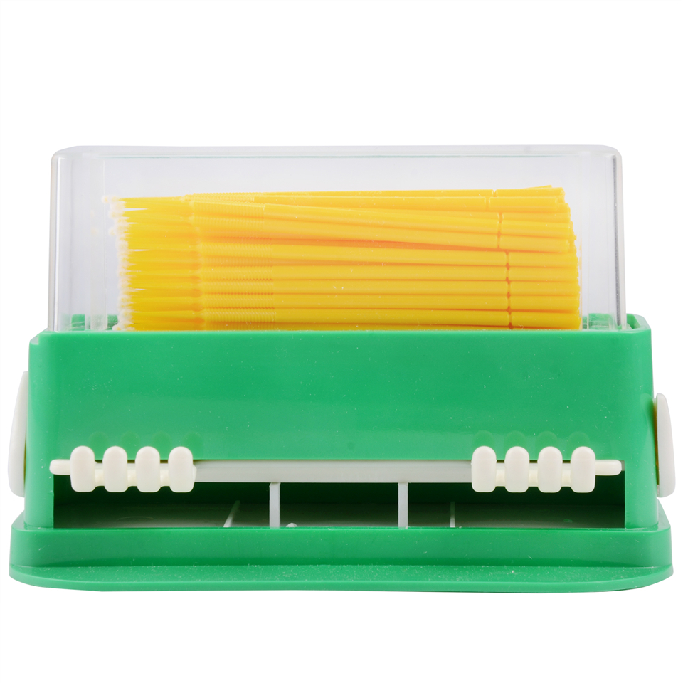 Dental Dentist Disposable Applicator Sticks Dispenser Cotton Swabs Dispenser Holder Press Type With 100 Applicators sticks Green Color