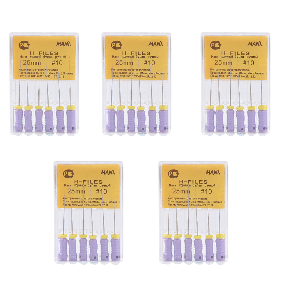 MANI H-FILES 25mm #10 Hand Use Stainless Steel Dental Root Canal Endodontic Instruments