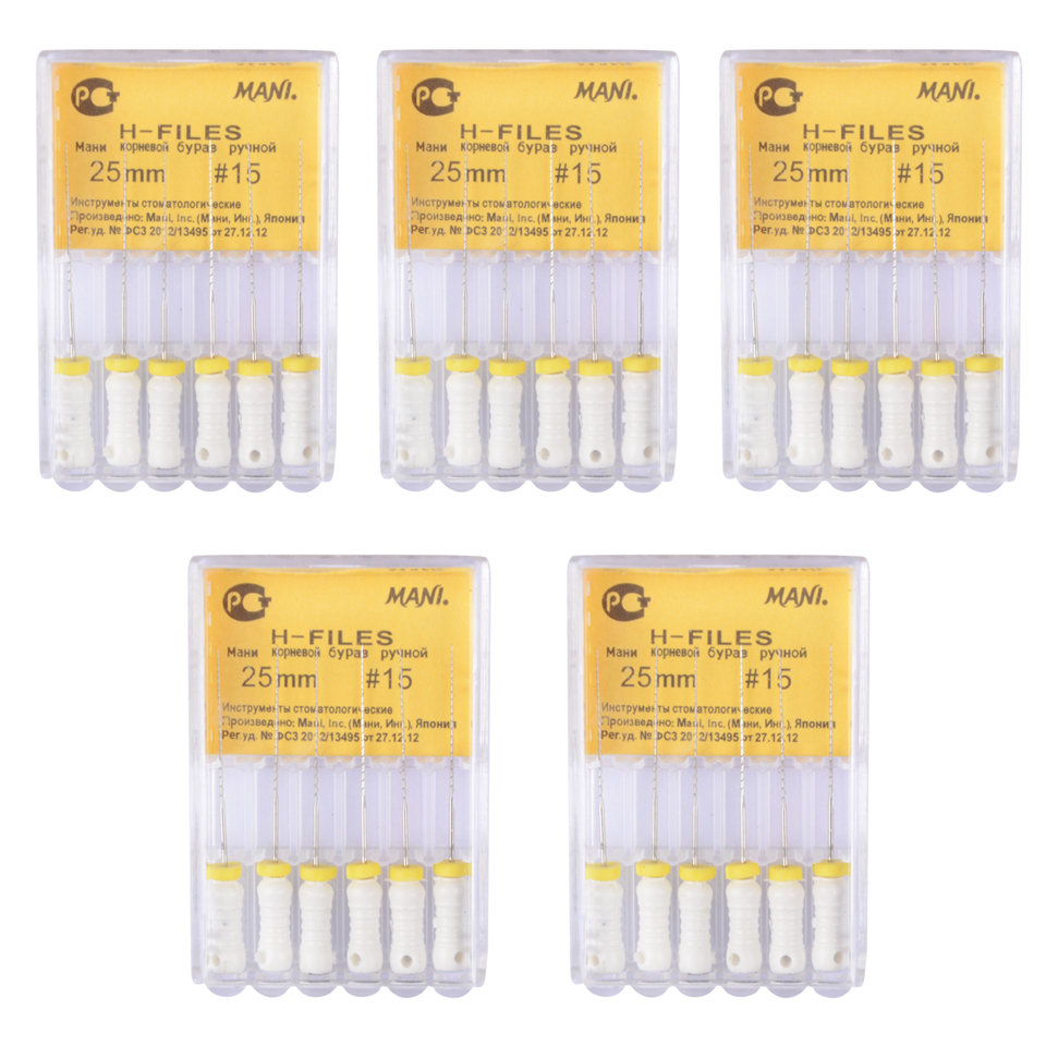 MANI H-FILES 25mm #15 Hand Use Stainless Steel Dental Root Canal Endodontic Instruments