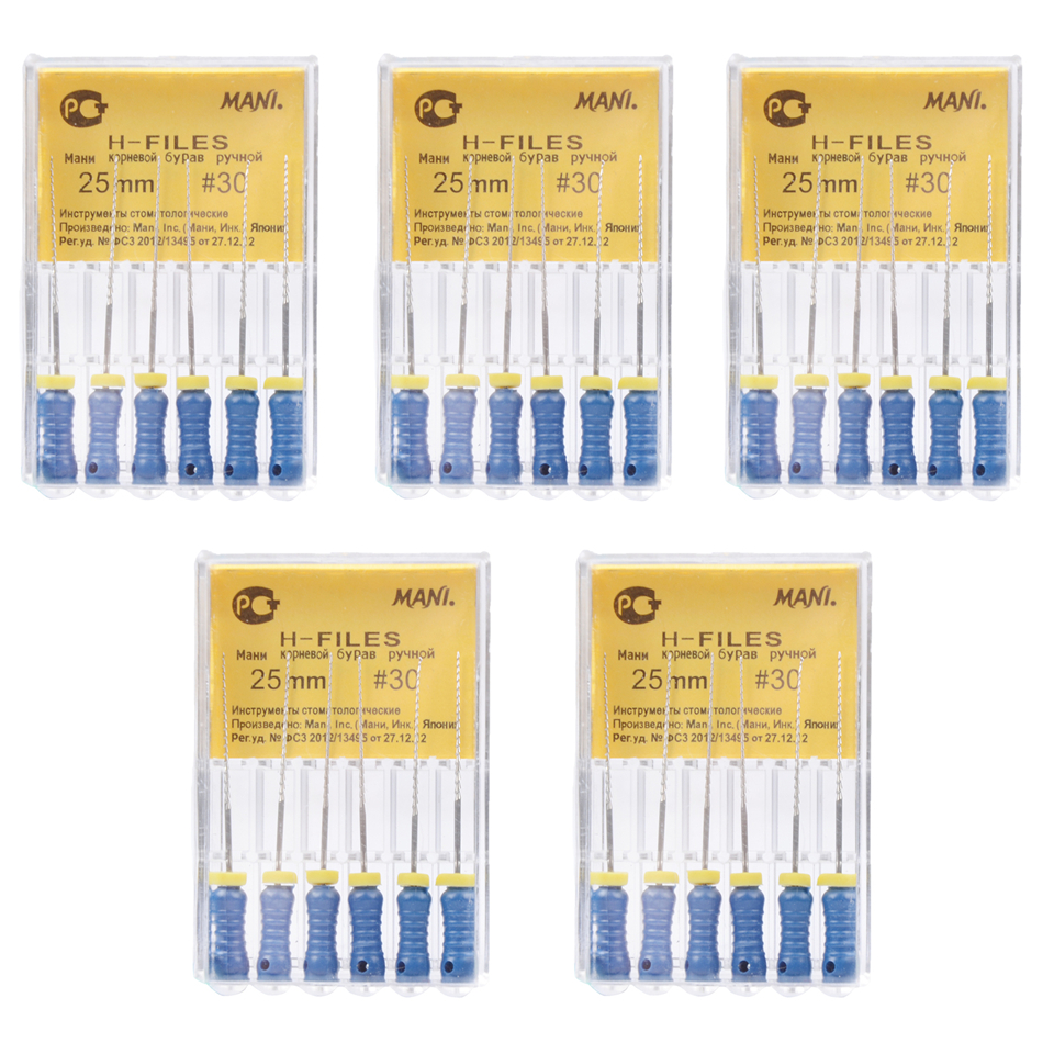MANI H-FILES 25mm #30 Hand Use Stainless Steel Dental Root Canal Endodontic Instruments