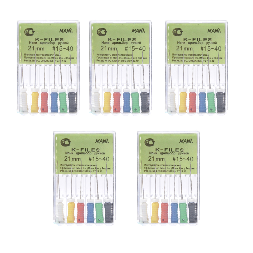 Dental MANI Hand Use Root Canal Stainless Steel K File 21mm #15-40