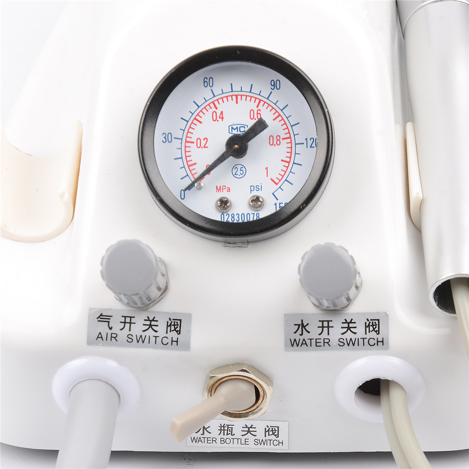 Dental Lab Portable Air Turbine Unit fit Compressor 2Holes Handpiece with Syring