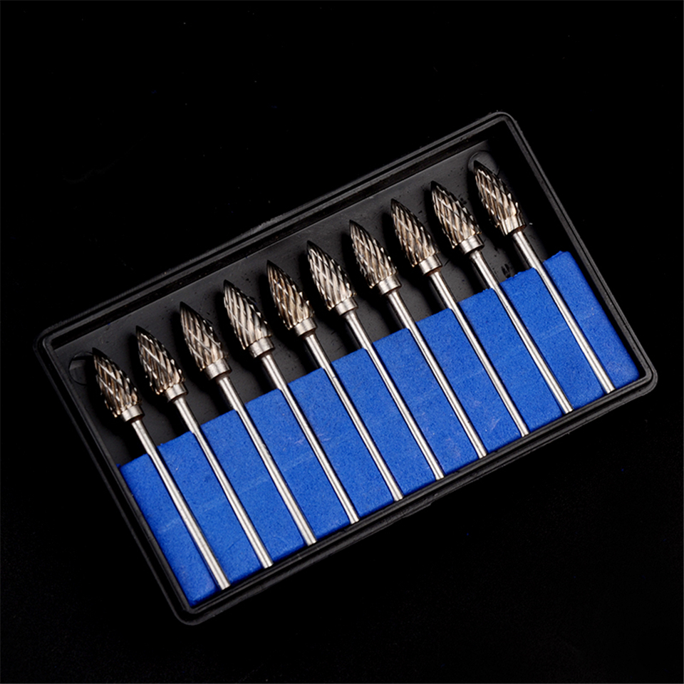 10pcs Dental Lab Polisher Drills Assorted Tungsten Steel Carbide Burs G06 2.35MM