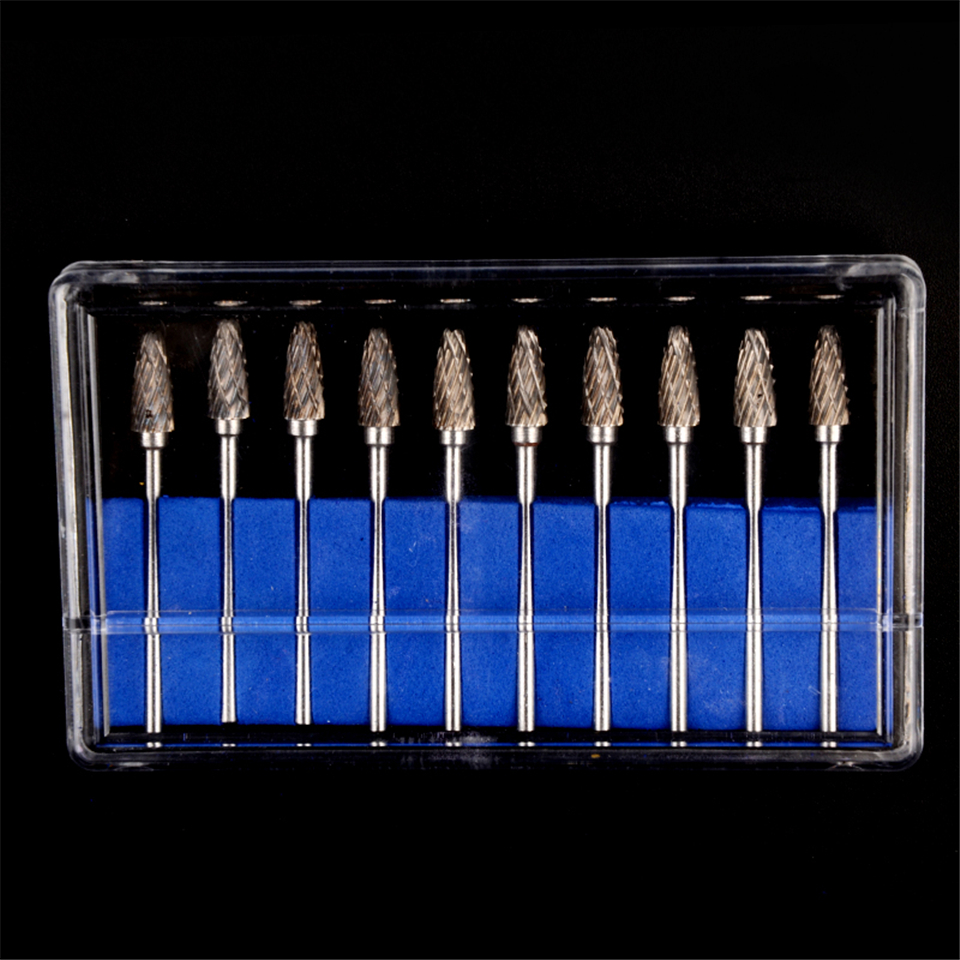 10pcs Dental Lab Polisher Drills Assorted Tungsten Steel Carbide Burs F05 2.35MM
