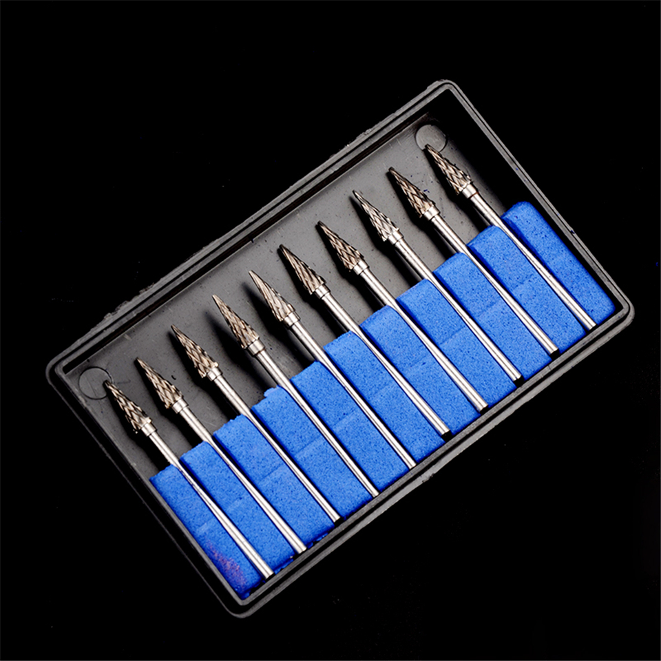 10pcs Dental Lab Polisher Drills Assorted Tungsten Steel Carbide Burs M04 2.35MM