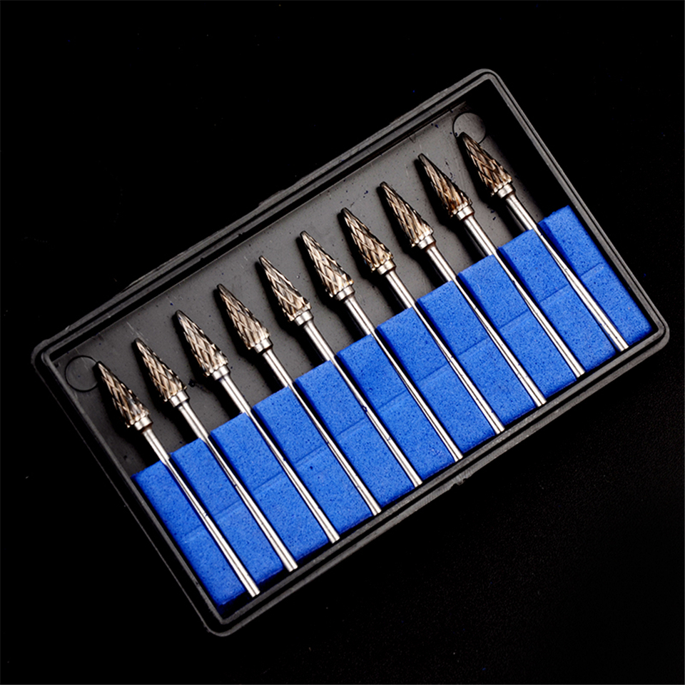 10pcs Dental Lab Polisher Drills Assorted Tungsten Steel Carbide Burs M05 2.35MM