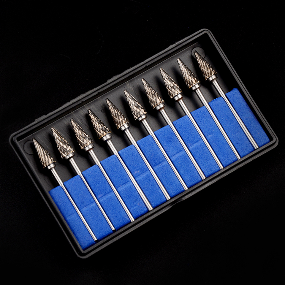 10pcs Dental Lab Polisher Drills Assorted Tungsten Steel Carbide Burs M06 2.35MM