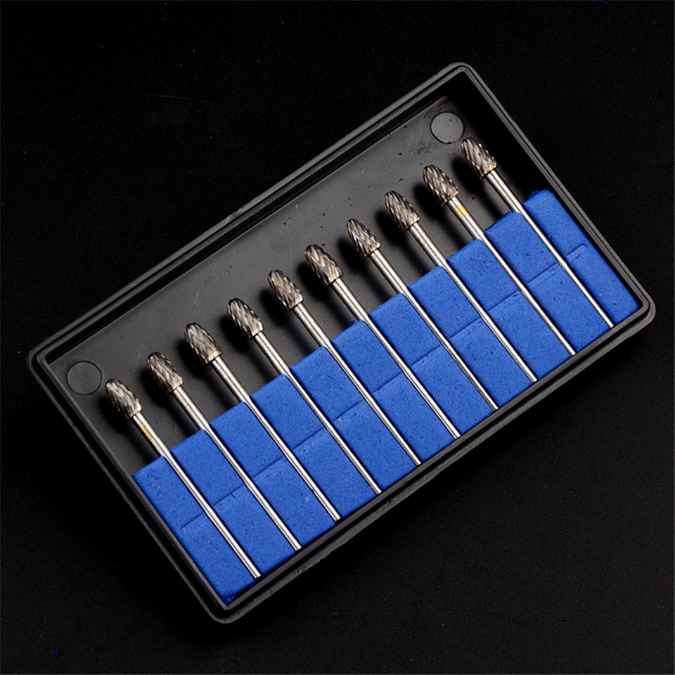 10pcs Dental Lab Polisher Drills Assorted Tungsten Steel Carbide Burs E04 2.35MM