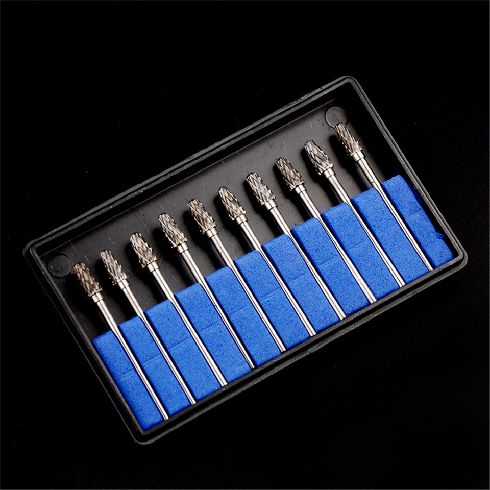 10pcs Dental Lab Polisher Drills Assorted Tungsten Steel Carbide Burs LF05 2.35MM