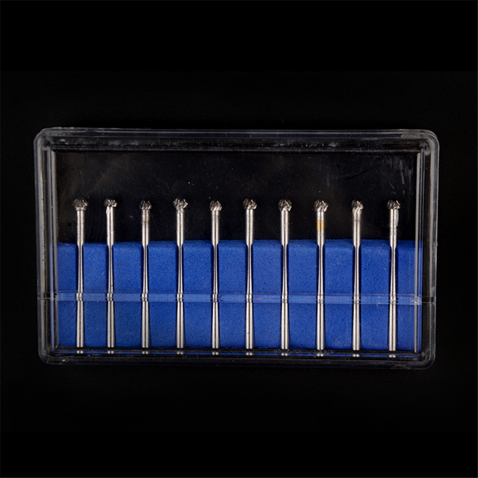 10pcs Dental Lab Polisher Drills Assorted Tungsten Steel Carbide Burs D03 2.35MM