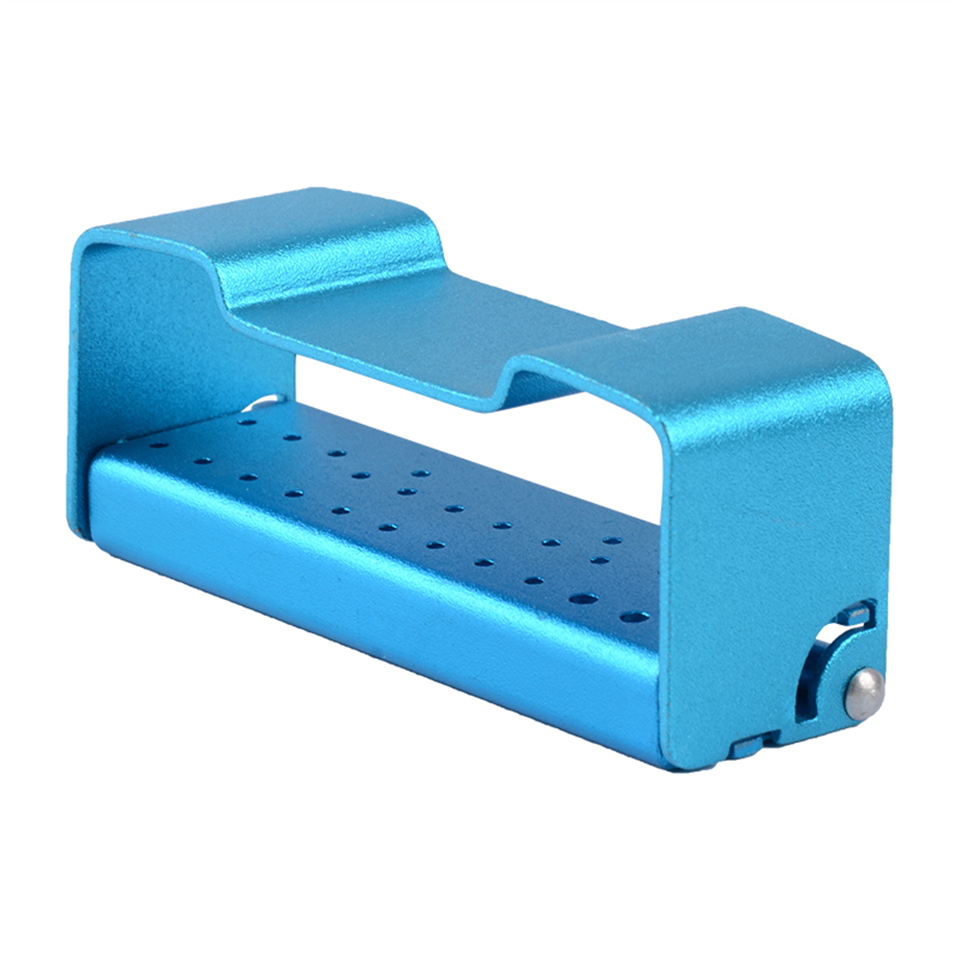 26 Holes Opening Dental Burs Holder Disinfection Aluminum Endo Block Box