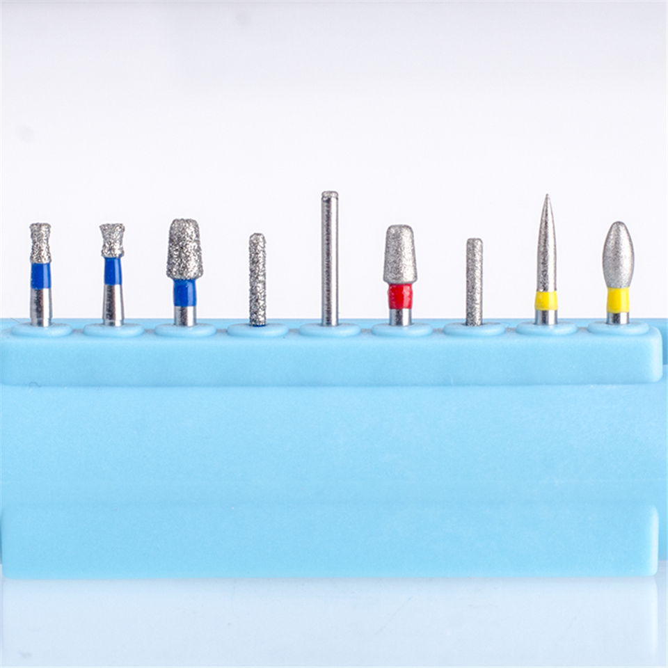 9pcs Dental Diamond FG Bur 1.6mm Drill Porcelain Laminate Veneer Teeth Block Kit