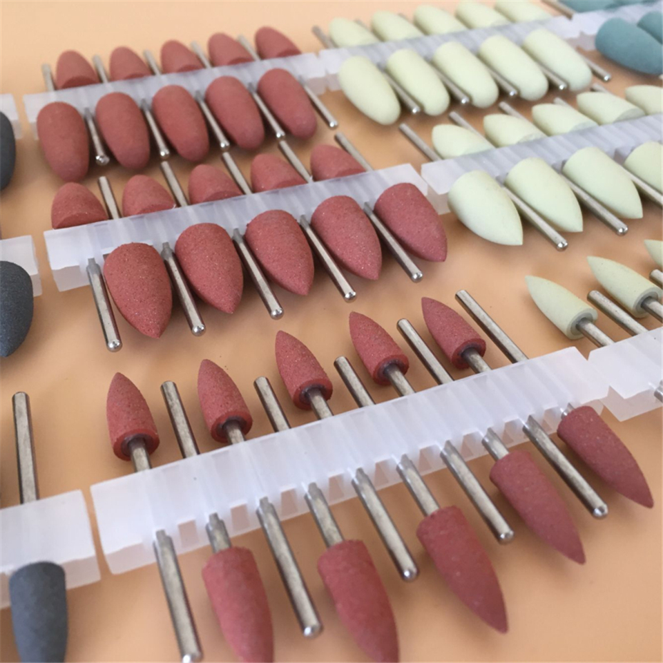 10Pcs SILICONE Rubber Polishers 2.35mm Diamond Polishing HP Burs Middle Brown 5*16mm