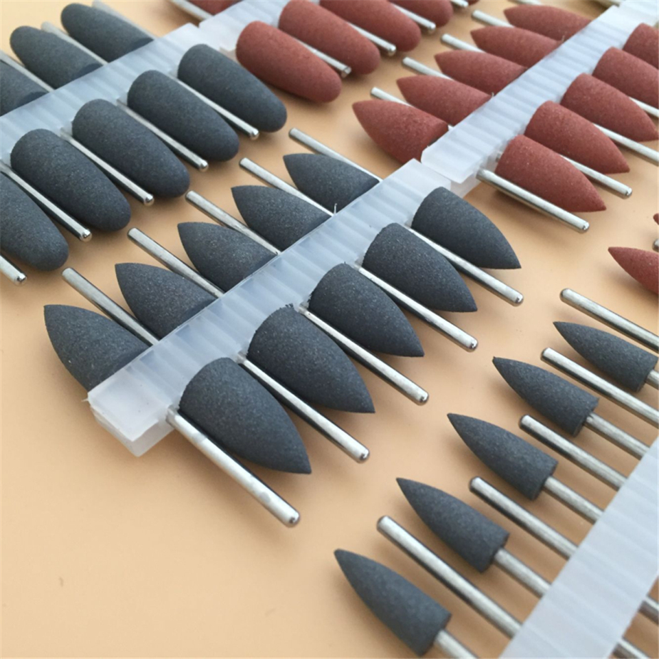 10Pcs SILICONE Rubber Polishers 2.35mm Diamond Polishing HP Burs Crude Black 10*24mm