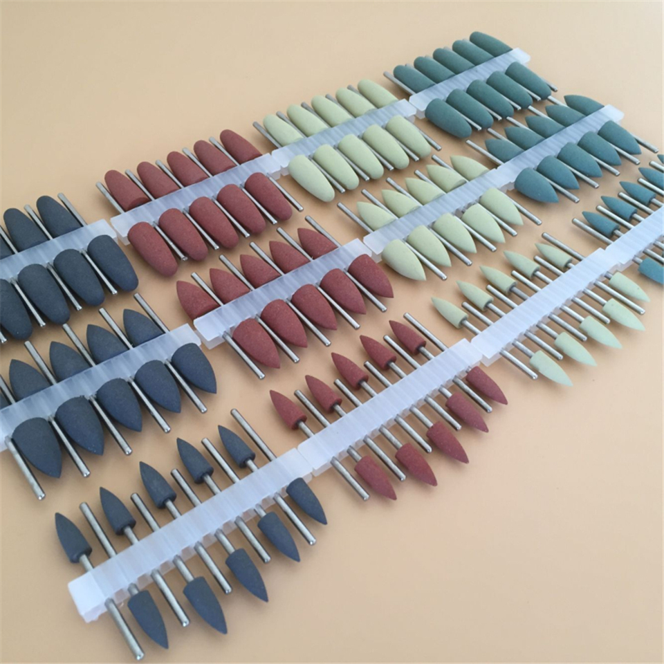 10Pcs SILICONE Rubber Polishers 2.35mm Diamond Polishing HP Burs Fine Yellow 10*24mm