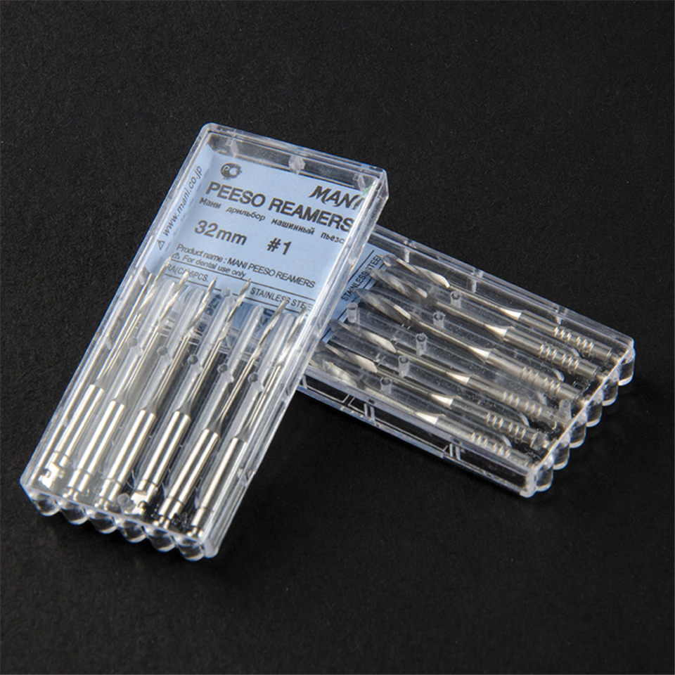 6pcs Dental MANI Peeso Reamers Stainless Steel pack of 32mm #1