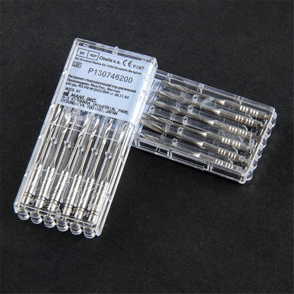 6pcs Dental MANI Peeso Reamers Stainless Steel pack of 32mm #2