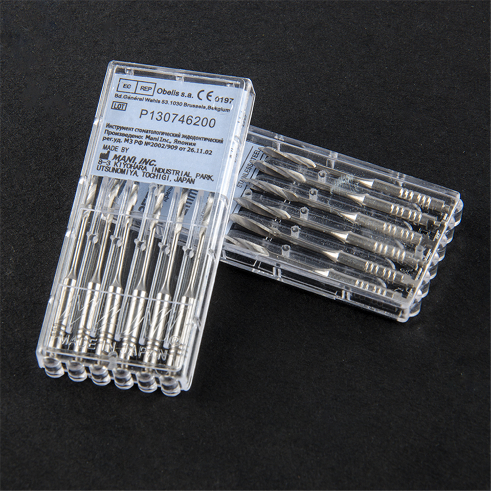 6pcs Dental MANI Peeso Reamers Stainless Steel pack of 32mm #3