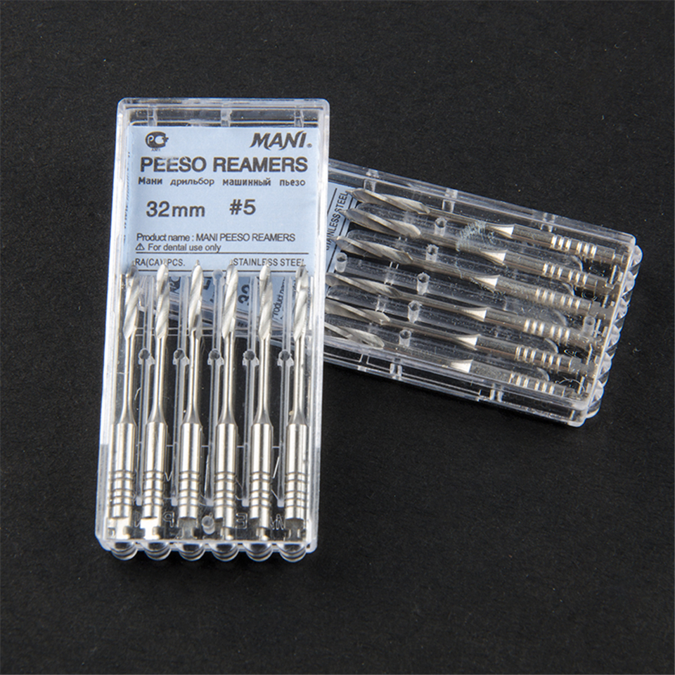 6pcs Dental MANI Peeso Reamers Stainless Steel pack of 32mm #5