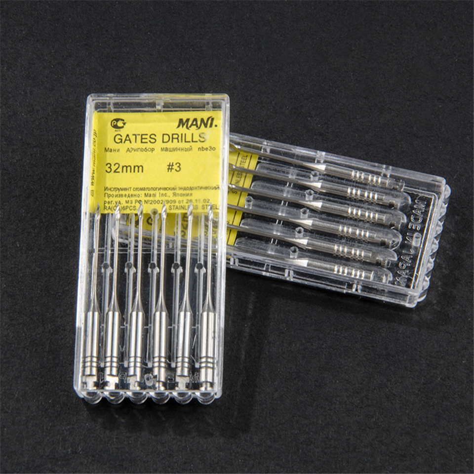 6pcs Dental MANI Gates Drills Stainless Steel pack of 32mm#3