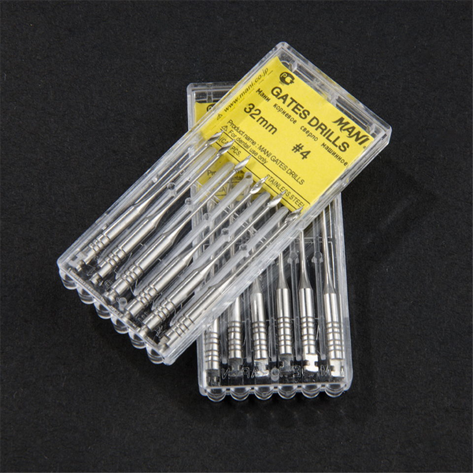 6pcs Dental MANI Gates Drills Stainless Steel pack of 32mm#4