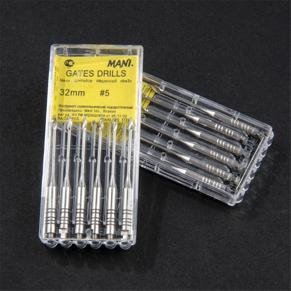 6pcs Dental MANI Gates Drills Stainless Steel pack of 32mm#5